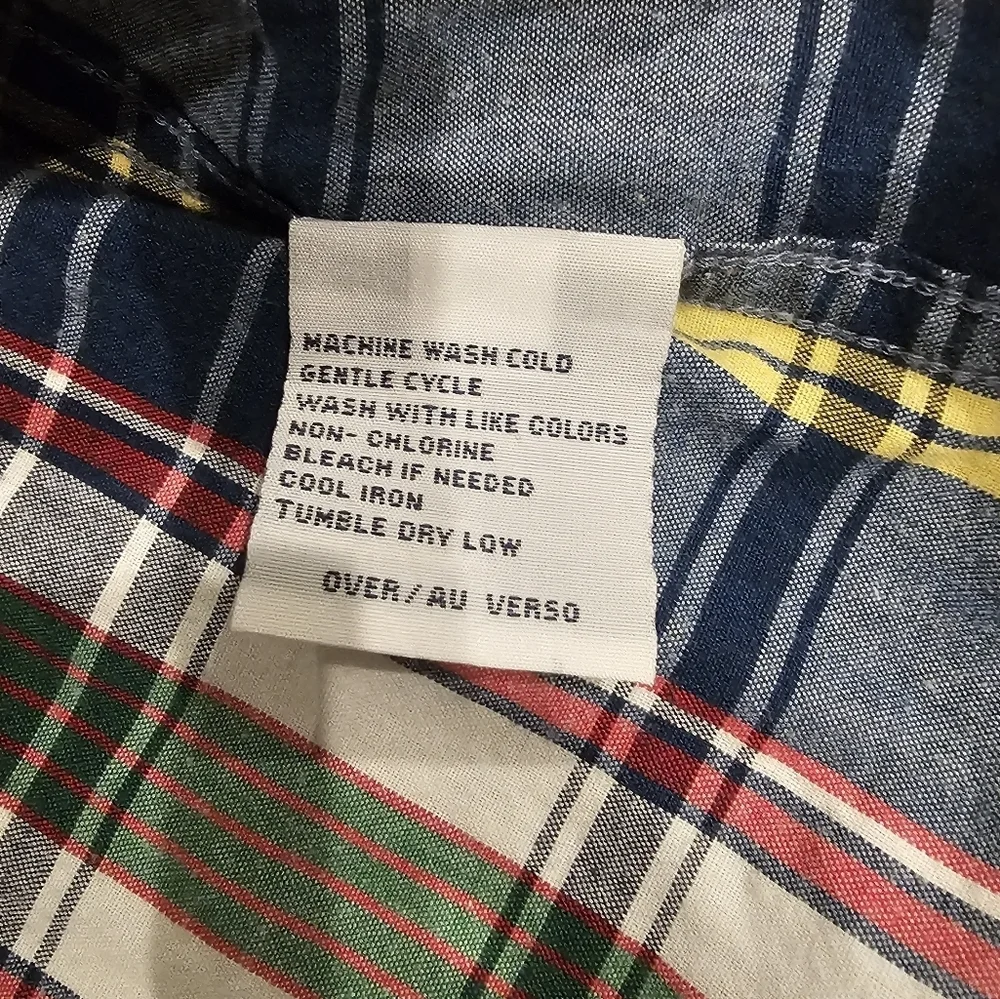 Nautica Jeans Company Boys Plaid Button Up Short Sleeve Shirt Size 16/18 XL